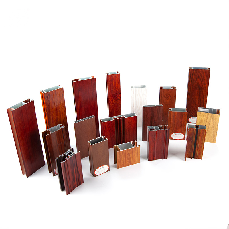 Customized Wood Grain Finish Aluminum Extrusion Profiles For Glass